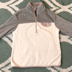 LADIES PULL-OVER (HALF ZIP) SOFT-WHITE & LIGHT GRAY W/PINK OUTLINED ZIPPER!